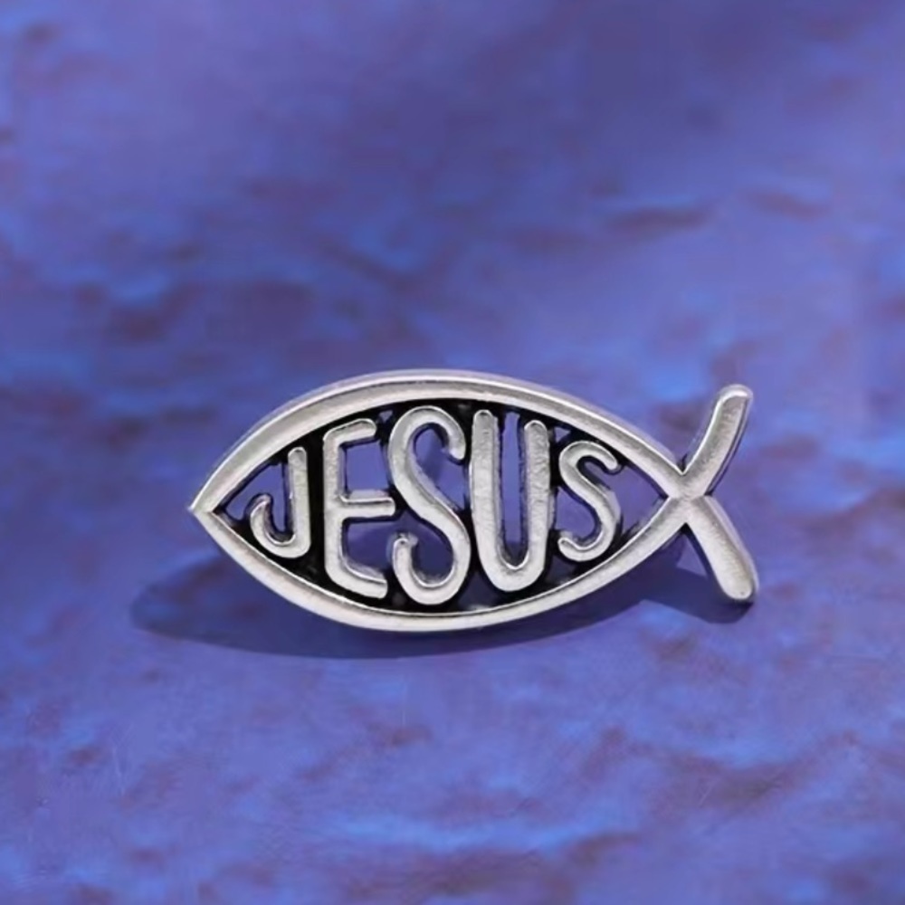 Accessories | 325 43 Metal Pin Jesus Fish Christian Symbol Brooch ...